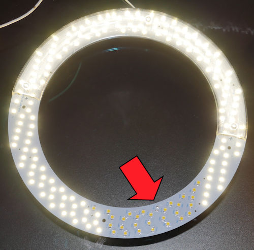 Defective bulb missing LED causes segment to not light