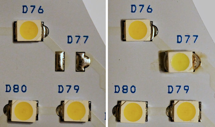 Missing LED replaced in LED T9 bulb