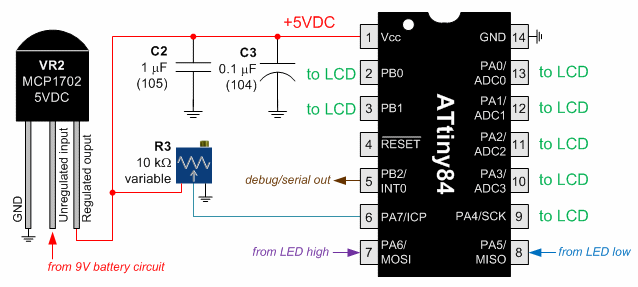 LED Tester microcontroller schematic