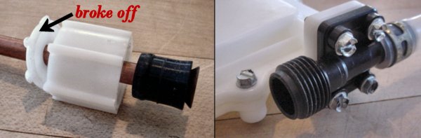 Broken compression nut on sink water line