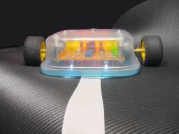 Front view of Sandwich following a white masking-tape line
