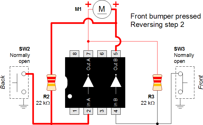 3 Front bumper pressed Reversing step two