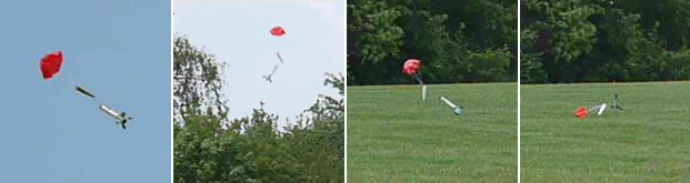 Model rocket parachute landing