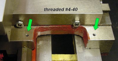 Hole locations for carriage lock on mini-lathe