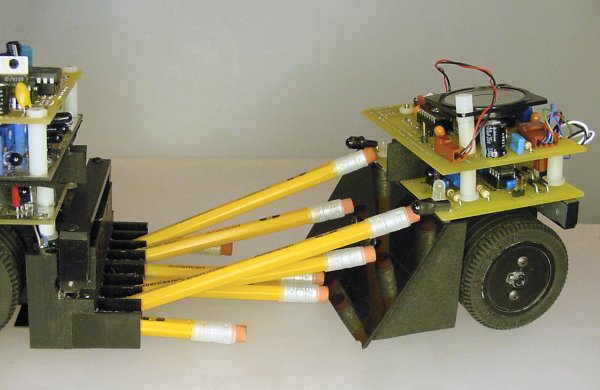 A sumo robot with multiple arms can nullify a wedge robot by riding up the wedge to find a place to push.