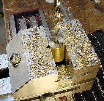 Drilling the hole for the motor shaft.