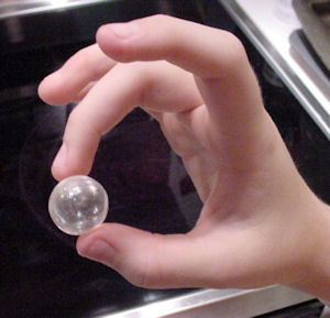 Molten ShapeLock plastic ball is transparent.