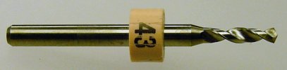 A No.43 drill with a 1/8-inch shank appropriate for mounting in a collet.